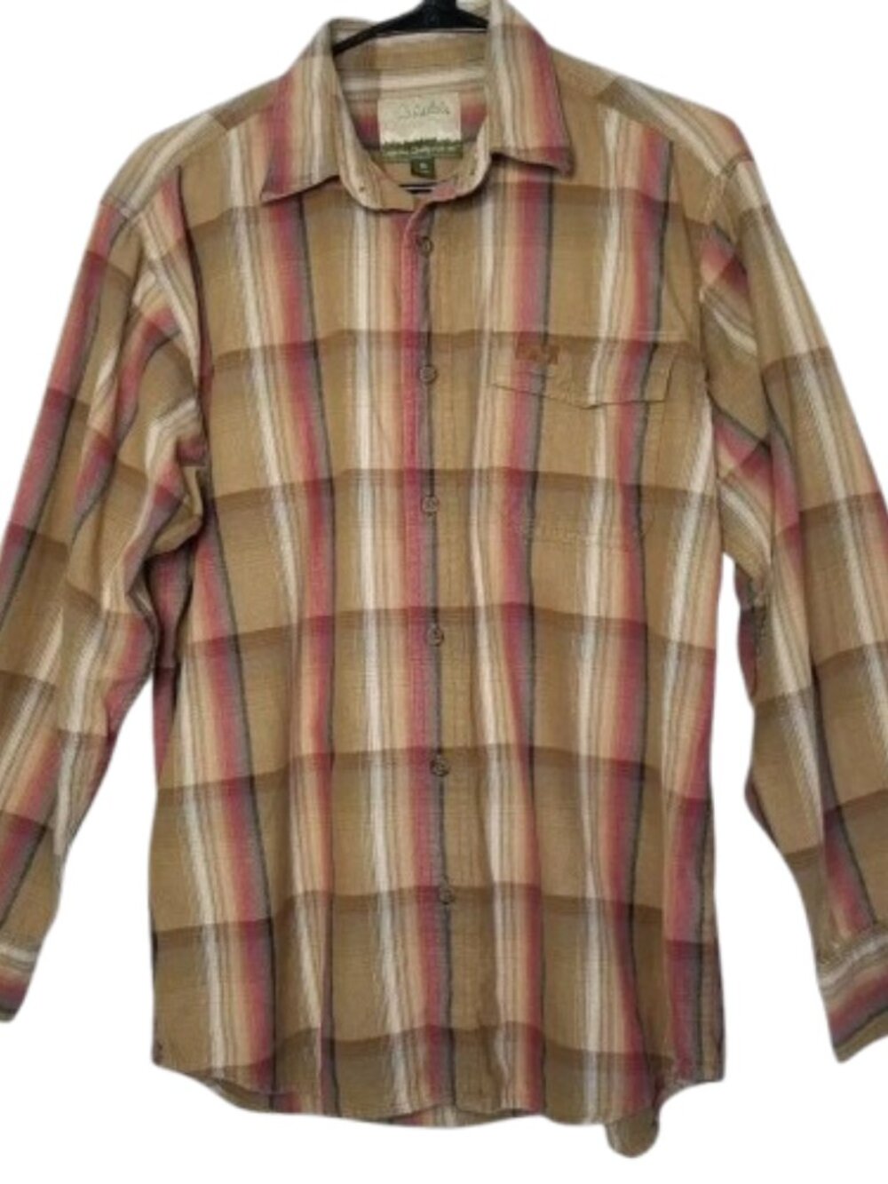 Cabela's Outfitters Series Button Down Shirt Men's M Brown Plaid Flannel